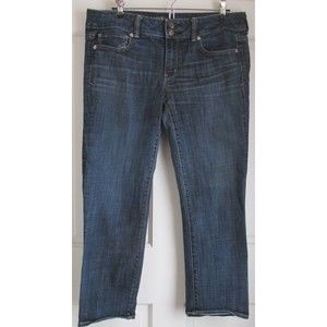 American Eagle Women's Artist Cropped Stretch Blue Denim Jeans Size 10 Regular